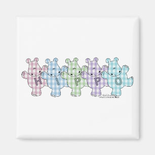 Happy Hippos pastel Magneet
