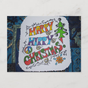 Happy Hippy Christmas Briefkaart. Feestdagenkaart