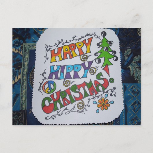 Happy Hippy Christmas Briefkaart. Feestdagenkaart (Voorkant)