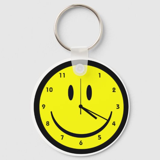 Happy Hippy-gezichtsklok Sleutelhanger (Voorkant)