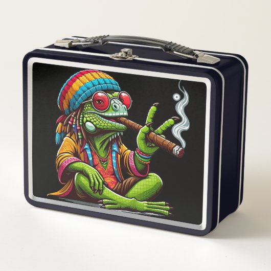 Happy Hippy Iguana Roken Sigaar Art (Voorkant)
