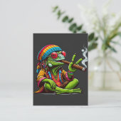 Happy Hippy Iguana Roken Sigaar Art Briefkaart (Staand voorkant)