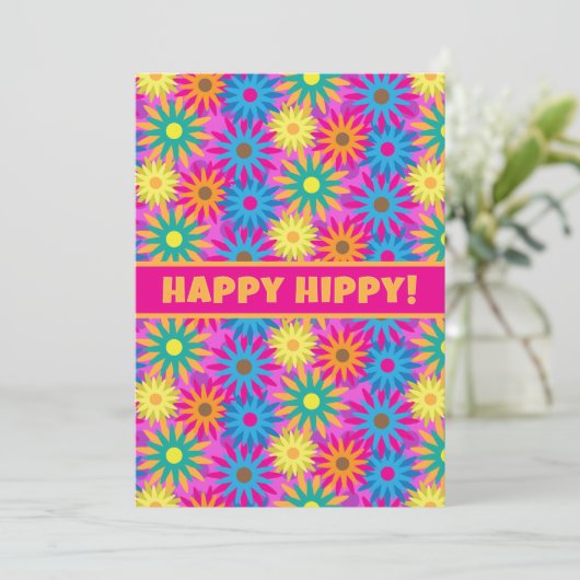 Happy Hippy Verjaardag 1960 Retro 60e BDay Party Kaart (Staand voorkant)