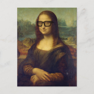 Happy Hipster Mona Lisa in Cool Hipster Glasses Briefkaart