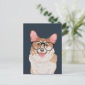 Happy Hipster Pembroke Welsh Corgi Briefkaart (Staand voorkant)