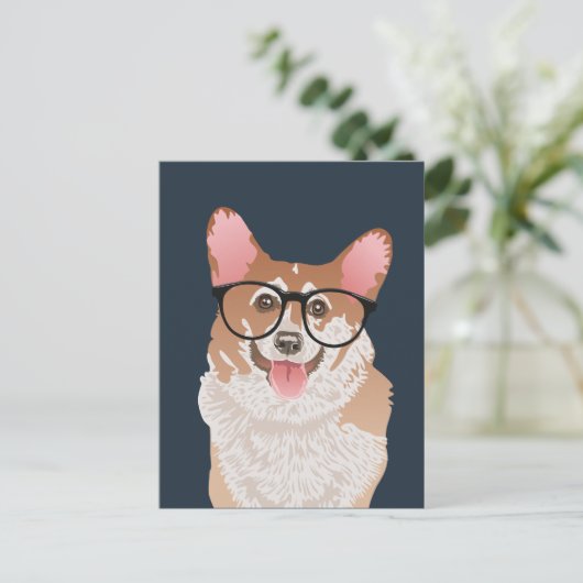 Happy Hipster Pembroke Welsh Corgi Briefkaart (Staand voorkant)