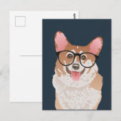 Happy Hipster Pembroke Welsh Corgi Briefkaart (Voorkant / Achterkant)