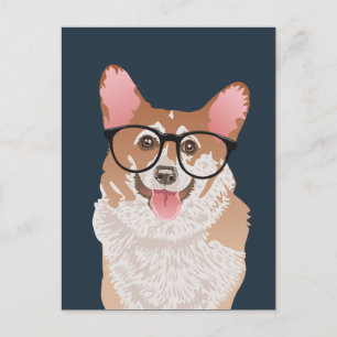 Happy Hipster Pembroke Welsh Corgi Briefkaart
