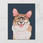 Happy Hipster Pembroke Welsh Corgi Briefkaart (Voorkant)