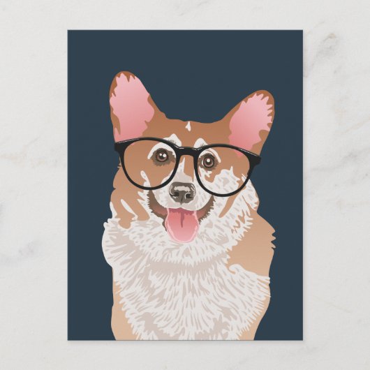 Happy Hipster Pembroke Welsh Corgi Briefkaart (Voorkant)
