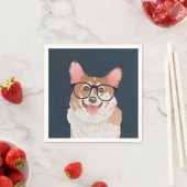 Happy Hipster Pembroke Welsh Corgi Paper Napkin Servetten (Insitu)