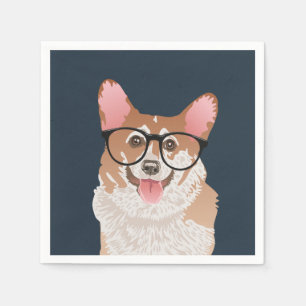 Happy Hipster Pembroke Welsh Corgi Paper Napkin Servetten