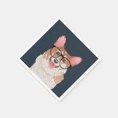 Happy Hipster Pembroke Welsh Corgi Paper Napkin Servetten (Hoek)