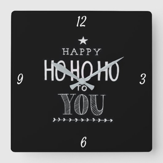 *HAPPY HO HO HO AAN U* CHRISTMAS CLOCK VIERKANTE KLOK (Voorkant)