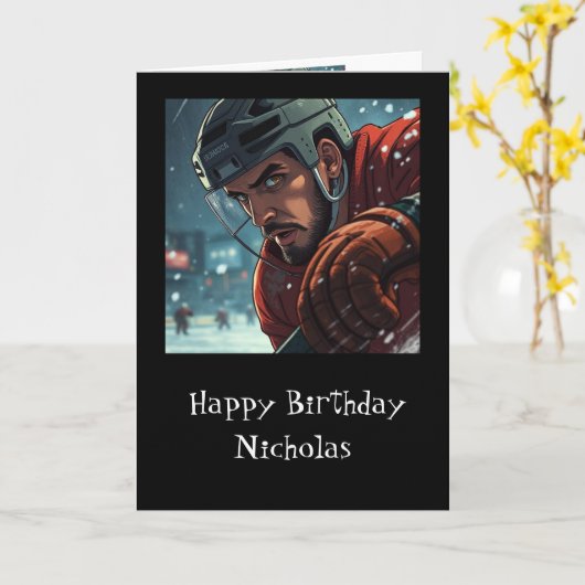 Happy Hockey Birthday Fun Humor Kaart (Gele Bloem)