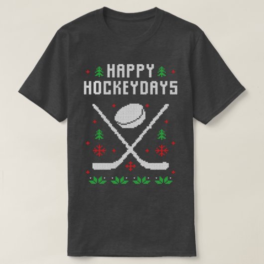 Happy Hockey Days grappig met Ugly kerstSweater T-shirt (Design voorkant)