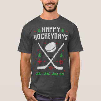 Happy Hockey Days grappig met Ugly kerstSweater T-shirt