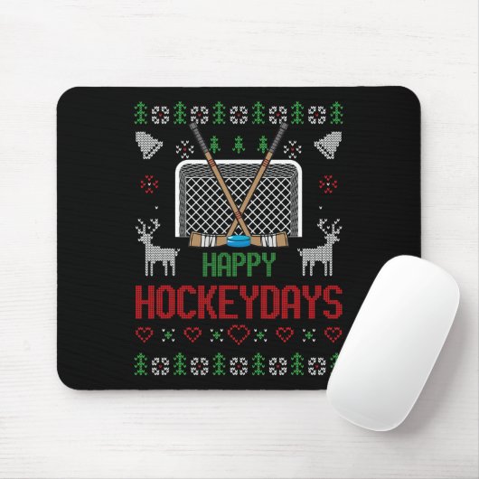 Happy Hockey Days Hockeydays Ugly Christmas Xmas S Muismat (Met muis)