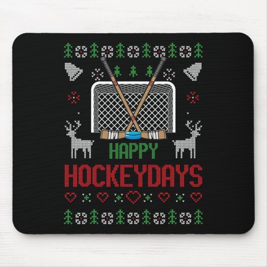 Happy Hockey Days Hockeydays Ugly Christmas Xmas S Muismat (Voorkant)