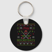 Happy Hockeydays Cool Hockey Christmas Wearing Out Sleutelhanger (Voorkant)