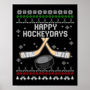 Happy Hockeydays Ugly Kerstmis Pajama Cool Hockey Poster
