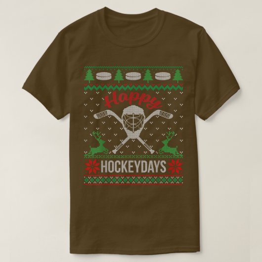 Happy Hockeydays Ugly met Kerstmis Funny Hockey Da T-shirt (Design voorkant)