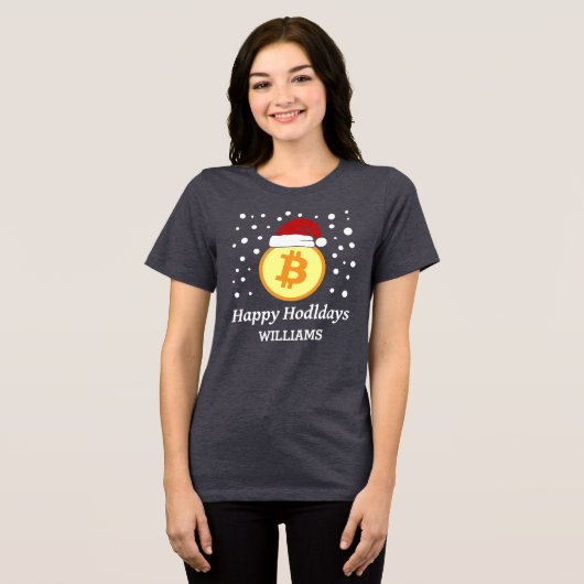 Happy Hodldays - Bitcoin met Qr-code Xmas 2026 Tri-Blend Shirt (Voorkant volledig)