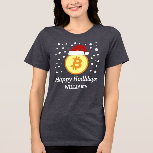 Happy Hodldays - Bitcoin met Qr-code Xmas 2026 Tri-Blend Shirt (Voorkant)