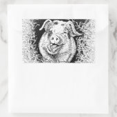Happy Hog Animal Drawing Rechthoekige Sticker (Tas)