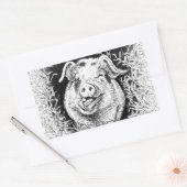 Happy Hog Animal Drawing Rechthoekige Sticker (Envelop)