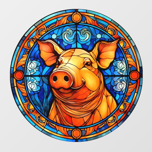 Happy Hog Pig Boerderij Life Faux Glas in lood Raamsticker (Vel)
