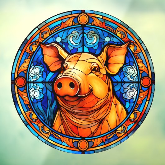 Happy Hog Pig Boerderij Life Faux Glas in lood Raamsticker (Vel 3)