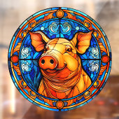 Happy Hog Pig Boerderij Life Faux Glas in lood Raamsticker (Vel 2)