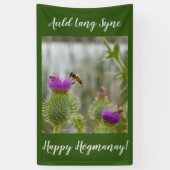 Happy Hogmanay Auld Lang Syne Thistle Spandoek (Verticaal)