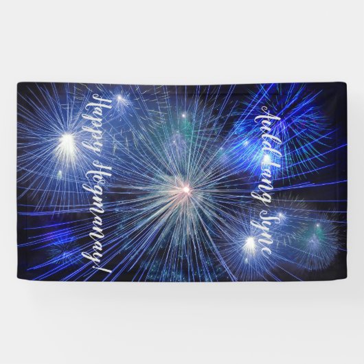 Happy Hogmanay Auld Lang Syne Vuurwerk Spandoek (Horizontaal)