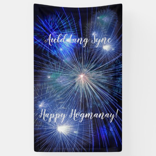 Happy Hogmanay Auld Lang Syne Vuurwerk Spandoek (Verticaal)