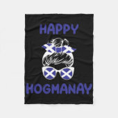 Happy Hogmanay Scotland New Years Eve Messy Bun Wo Fleece Deken (Voorkant)
