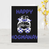 Happy Hogmanay Scotland New Years Eve Messy Bun Wo Kaart (Gele Bloem)