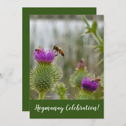 Happy Hogmanay viering Auld Lang Syne Thistle Kaart (Voorkant / Achterkant)