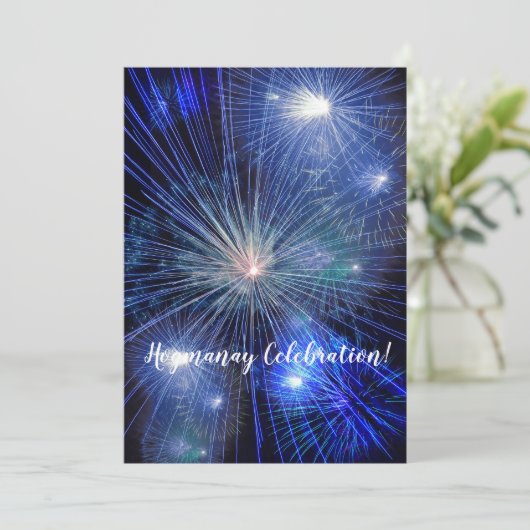 Happy Hogmanay viering Vuurwerk Nieuwjaar Kaart (Staand voorkant)