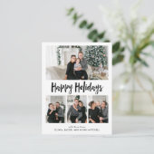 Happy Hoidays | Black and White Multi Photo Grid Feestdagenkaart (Staand voorkant)