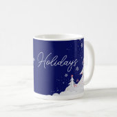 Happy Hoildays – Festive Winter Blue Mug Koffiemok (Voorkant rechts)