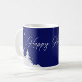 Happy Hoildays – Festive Winter Blue Mug Koffiemok (Voorkant links)