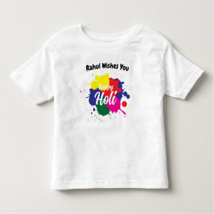 Happy Holi Aangepaste kleurige tekst Kinder Shirts