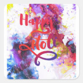 happy Holi Announement Vierkante Sticker (Voorkant)