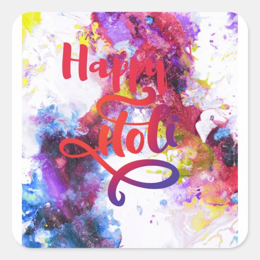 happy Holi Announement Vierkante Sticker (Voorkant)