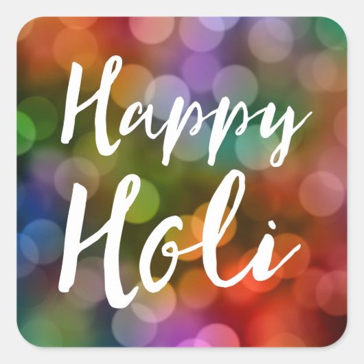 Happy Holi Bokeh Vierkante Sticker (Voorkant)