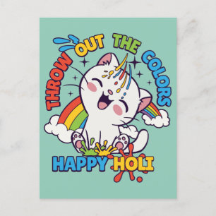 Happy Holi Cat Briefkaart