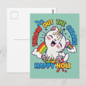 Happy Holi Cat Briefkaart (Voorkant / Achterkant)