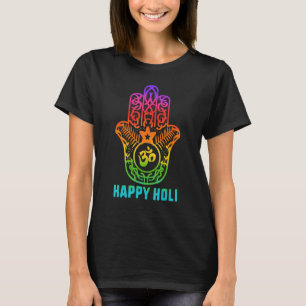 Happy Holi Colorful Hamsa Colors India Culture Dan T-shirt